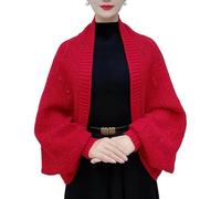 LNBLAKBXBD Chales y Bufandas Suaves para Mujer con Mangas, chales de Punto de Ganchillo (Red,One Size)