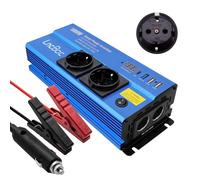 LncBoc 1000W Inversor de Corriente DC 12V a CA 220-240V 3-en-1 Cargador de Coche + Toma de Corriente estándar Europen + Puertos de Carga 4 USB Convertidor de Voltaje