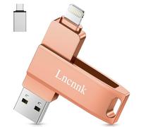 Lncnnk certificación MFi 512 GB Memoria USB 3.0 para iPhone, Lightning Pen Drive 3 en 1, Photostick Llave USB Tipo C USB C de Memoria de Copia de Seguridad, para iPhone iPad Android Mac PC, Rosa