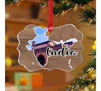 Lndia - Adorno para árbol de Navidad, diseño de nación, regalo de recuerdo colgante, discos acrílicos transparentes, arquitectura, mapas, construcción, arte escénico, decoración de árbol de Navidad