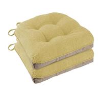 Lndoor Dining Chair Cushions 2/4 Pack Overstuffed Cushion Thick Kitchen Chair Pads with Ties 18"X18"X3" Flax Comfotable Kitchen Seat Cushions with Anti-Slip Backing (2 Items（48x48x8cm）,Yellow)