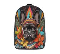 LNDVBEUDK French Bulldog Mochila Para Niños Para Regreso A La Escuela Con Pecho 3D Y Capa De Plegable Para Niños Mochila De Viaje 17inch