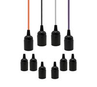 LNGJIN 10 portalámparas E27, E27, casquillo E27, casquillo retro, casquillo E27, casquillo de lámpara colgante, color negro, baquelita E27, para casa, bar, oficina, bricolaje