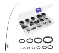 LNGJIN 160 Piezas Anillos de Caña de Pescar,12 tamaños 3.7mm-30mm guías de cerámica Anillo,Conjunto de Reemplazo de Anillos Guía Cerámicos,Guías para Caña de Pescar con Caja de Almacenamiento