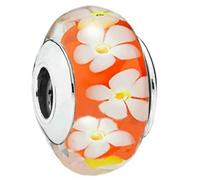 LNHBZ 2025classic Abalorios de cristal de Murano con forma de flor, hoja y arcoíris cósmico en plata de ley 925, compatibles con pulseras, joyería para mujer -AMC013063