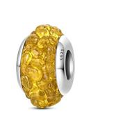 LNHBZ 2025classic Abalorios de cristal de Murano con forma de flor, hoja y arcoíris cósmico en plata de ley 925, compatibles con pulseras, joyería para mujer -PAC1923
