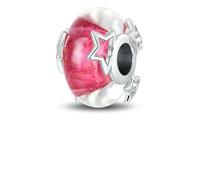LNHBZ 2025classic Abalorios de cristal de Murano con forma de flor, hoja y arcoíris cósmico en plata de ley 925, compatibles con pulseras, joyería para mujer -XAC660