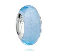 LNHBZ 2025classic Abalorios de cristal de Murano con forma de flor, hoja y arcoíris cósmico en plata de ley 925 para pulseras, joyería para mujer -AMC013081