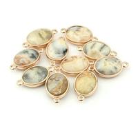 LNHBZ 3 conectores para colgantes de cuarzo rosa/ojo de tigre de piedra natural, dijes en forma de gota de agua para hacer joyería DIY, 16 colores de ágata loca.