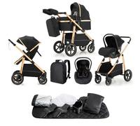 Lnhcrbs Carrito Bebe 3 en 1,Silla de Paseo Reversible con asa Ajustable,Coche Para Bebe con Ruedas Delanteras Bloqueables,Para 22kg, 0-4 Años(Negro)