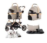 Lnhcrbs Carro Perro-Un Práctico Carrito Para Perros y Carro Para Perros con Cesta Desmontable, Chasis de Aluminio (Hasta 22 Kg)-Plegado en Un Paso, Gran Cesta-Para Mascotas Pequeñas/Medianas,Khaki