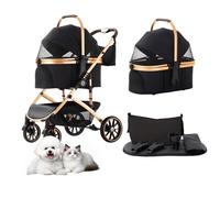 Lnhcrbs Carro Perro-Un Práctico Carrito Para Perros y Carro Para Perros con Cesta Desmontable, Chasis de Aluminio (Hasta 22 Kg)-Plegado en Un Paso, Gran Cesta-Para Mascotas Pequeñas/Medianas,Negro