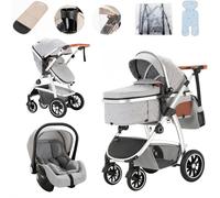 Lnhcrbs Cochecito Bebe 3 Piezas, Cochecito Bebe Con Manillar Regulable en Altura, Silla de Paseo Ligera Con Mosquitera Para El Asiento Del Coche, Portavasos Para La Bolsa de La Mamá, de 0 a 4 Años
