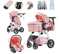 Lnhcrbs Cochecito Bebe 3 Piezas, Cochecito Bebe Con Manillar Regulable en Altura, Silla de Paseo Ligera Con Mosquitera Para El Asiento Del Coche, Portavasos Para La Bolsa de La Mamá, de 0 a 4 Años