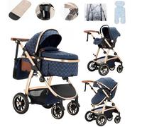 Lnhcrbs Cochecito Bebe 3 Piezas,Cochecito Bebe Cuenta Con Un Asa Ajustable En Altura y Un Asiento Para El Coche,Silla De Paseo 22 Kg También Con Mosquitera y Bolsa Para Mamá Para Bebés De 0 a 4 Años
