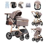 Lnhcrbs Cochecito Bebe 3 Piezas,Cochecito Bebe Cuenta con Un Manillar Ajustable en Altura,Silla de Paseo También Está Equipada con Una Mosquitera y Una Bolsa Para Mamá, Portavasos