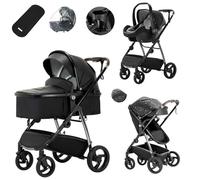 Lnhcrbs Cochecito Bebe 3 Piezas,Cochecito Bebe Tiene Un Marco de Aluminio Ligero y Fácil de Plegar y es Para Bebés de 0-4 Años (22Kg),Silla de Paseo Ligera Con Un Portavasos y Cubierta Para La Lluvia.