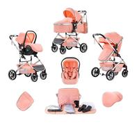 Lnhcrbs Cochecito Bebe 3 Piezas, Silla de Paseo De Plegado Rápido con Un Solo Clic, Cochecito Bebe Alta con Cesta de Dormir Ampliada,Coche Para Bebe se Puede Bloquear en Las Ruedas Delanteras(Rosa)
