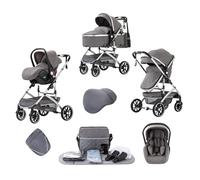 Lnhcrbs Cochecito Bebe 3 Piezas, Silla de Paseo De Plegado Rápido con Un Solo Clic, Cochecito Bebe Alta con Cesta de Dormir Ampliada (38.5CM), Convertible en Cochecito y Silla de Paseo, Para 22Kg,0-4