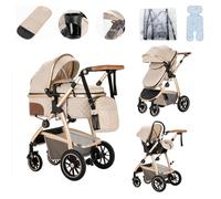 Lnhcrbs Cochecito Bebe 3 Piezas, Silla De Paseo Ligera Cuenta con Un Asa De Empuje Ajustable en Altura y Las Ruedas Delanteras Del Silla De Paseo Bebe Se Pueden Bloquear,Para Bebés de 0-4 Años.