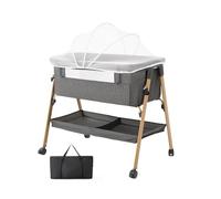 Lnhcrbs Cuna 2 En 1 Cuna Bebe, Cuna Colecho O Cuna De Viaje-Capazo Portátil con Colchón, Mosquitera, Bolsa, Ruedas con Freno Y Correas-para 0-6 Meses/hasta 9 Kg-Gris Oscuro