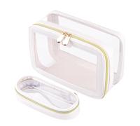 Lnhgh Bolsa de aseo transparente con cremallera, bolsa de maquillaje portátil - Bolsa de maquillaje transparente de gran capacidad, juego de estuches de maquillaje de cuero transparente, , ver