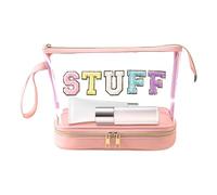 Lnhgh - Bolsa de cosméticos de gran capacidad, bolsa de cosméticos de gran capacidad, bolsa de organizador de maquillaje, bolsa de albóndigas bordadas impermeables, rosa, Se référer au descriptif