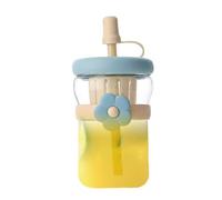 Lnhgh Botellas de vidrio con tapones - Botella de de 500 ml taza de bebida transparente - Taza isotérmica a prueba de fugas con pajita de silicona | Para té Leche Bebidas Calientes Frías