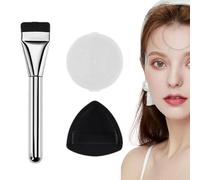 Lnhgh Brocha plana para base de maquillaje, ultrafina, con esponja de maquillaje, juego de brochas de maquillaje, brochas de maquillaje con esponjas, gran fluidez,
