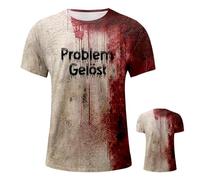Lnhgh Camisa de Sangre resuelta del Problema, Camiseta solucionada con el Problema Sangriento, Yo Estoy Bien Bloody Men Camiseta Casual con Cuello, Camisa sangrienta Horror Camisas de