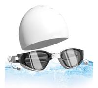 Lnhgh Gafas antigoles, gafas de natación antiniebla - 1 gafas establecidas nadar con una tapa de silicona,Gafas protectoras, anti-arañazos, visión amplia, correa