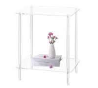 Lnhgh - Mesa auxiliar de acrílico, mesa auxiliar de acrílico, mesa de noche, cuadrada contemporánea, color claro, mesa cuadrada de acrílico de dos niveles, para mesa auxiliar baja, 16 L x 12 W x 20 H