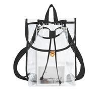 Lnhgh Mochila transparente para la escuela,Mochila transparente para eventos en estadio - Mochila para aficionados al deporte - Mochilas impermeables con cordón con tirantes reforzados y, Negro , Se