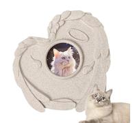 Lnhgh Piedra sepulcral para perro | Piedra de jardín de homenaje, corazón conmemorativo con marco de fotos, marcador de cementerio para duelo y apoyo después de la pérdida de mascotas