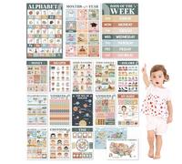 Lnhgh Posters Educativos | 18 Piezas Posters Murales Alfabeto para Aprendizaje | Decoraciones Coloridas Calmantes Actividades Preescolares para Guardería y Escuela Primaria