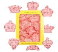 Lnhgh Sellos para cortadores de galletas de corona, cortadores de galletas de corona,Moldes para galletas con Princess Crown Cookie Cutter - Moldes de horno con 8 piezas en forma de