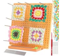 Lnhgh Tabla de bloqueo de punto, tabla de soporte de ganchillo | Tablero de tejer hecho a mano de 9.25x9.25 pulgadas,Alfombra de bloqueo cuadrada de madera, kit de bloqueo grande conveniente para