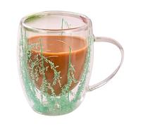 Lnhgh Tazas de café de doble pared,Taza de vidrio de doble pared - Taza de vidrio resistente al calor aislada por flores secas,Taza de café espresso de vidrio artístico para capuchino, café, té,