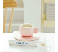 LNKUGN Ceramic Home Coffee Cup with Office Afternoon Tea Creative Mug Macaroon Simple Set Coffee Cup Plate Home Tea Cup 300ML