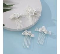 LNKUGN Elegantes peines para el pelo de boda, cerámica blanca, horquillas para el pelo, perlas artificiales, horquillas para el pelo de moda coreana, joyería para el cabello nupcial