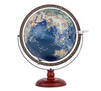 Lnlscle Globo Terráqueo Iluminado, Globo Terráqueo Educativo con Rotación De 720° Y Soporte De Madera, Texto En Inglés, Diseño Iluminado para Un Aprendizaje Interactivo, Niños Y Adultos