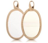 Lnngub 2 esponjas de luffa, esponja exfoliante corporal, esponja de luffa natural reutilizable para bañarse, ducharse, lavarse la cara, bañarse, spa para mujeres y hombres (marrón, 12 x 8 cm)