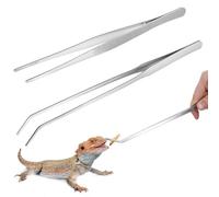 Lnngub Juego de 2 pinzas para acuario, pinzas rectas de 25 cm y pinzas curvadas de 27 cm, pinzas largas para reptiles de acero inoxidable, pinzas protectoras de dedos para reptiles, plantas acuáticas