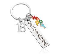 Lnngub Llavero de acero inoxidable con grabado «OMG I'm An Adult Now 18 Cumpleaños Feliz Regalo para Niños, Niñas, Buenos Amigos, Hijos»