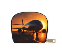 LNNIUK Airplane at Sunset Print - Cartera para tarjetas de crédito, funda para tarjetas de visita para hombres y mujeres, tamaño compacto para adultos, Blanco, Talla única