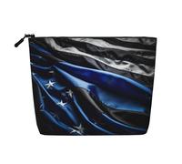 LNNIUK American Thin Blue Line Flag3 - Bolsas de maquillaje con cremallera y cremallera, organizador de maquillaje grande de lona para viaje, Negro -, Talla única