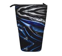 LNNIUK American Thin Blue Line Flag3 - Estuche telescópico para lápices, soporte retráctil para bolígrafos, organizador de pie para oficina