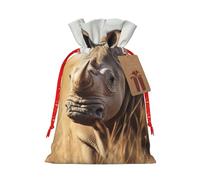 LNNIUK Animal Rhino1 - Bolsa de lino de arpillera con estampado de animales para fiestas de Navidad, bolsa de regalo para regalos, talla M