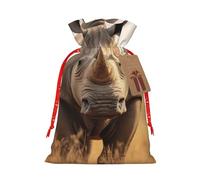LNNIUK Animal Rhino2 - Bolsa de lino de arpillera con estampado de rhino2 para regalos de fiesta de Navidad, talla M
