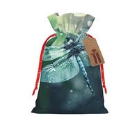 LNNIUK Art Blue Dragonfly1 - Bolsa de lino de arpillera con estampado de libélula, regalo de Navidad, bolsa de regalo para regalos, talla M